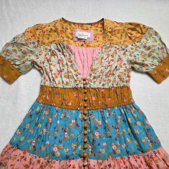 XSP By Anthropologie Tiered & True floral maxi prairie dress XS Petite 2 - Picture 5 of 12